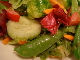 Salad with mixed vegetables close up