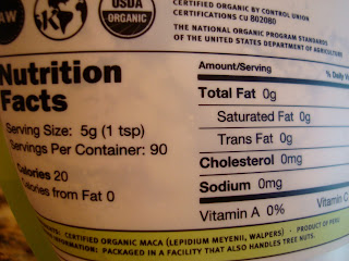 Nutrition Facts on Maca Powder - 39