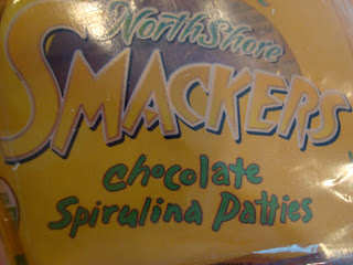 Package of Smackers Chocolate Spirulina Patties
