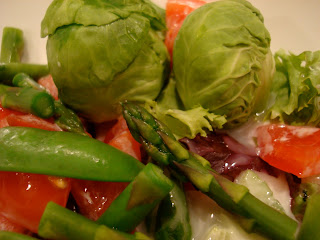 Green salad with Brussel Sprouts and various vegetables