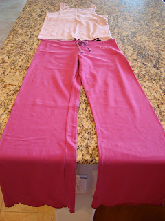 Dark pink yoga pants and light pink tank top