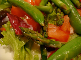 Asparagus, Sugar Snap Peas, Mixed Greens, Tomatoes, Cukes