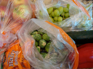 Bags of produce close up