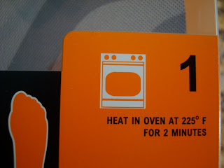 Insole packaging saying to heat in oven at 225 degrees F