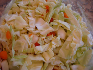 Close up of prepped cabbage