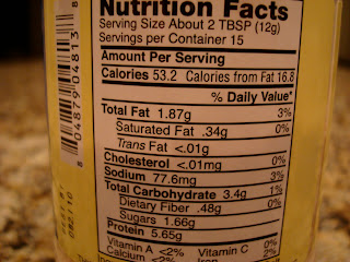 Nutrition Facts on Powdered Peanut Butter jar