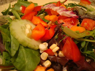 Close up of salad with mixed vegetables in bowl