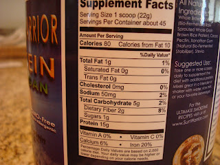 Sun Warrior Brown Rice Protein Powder nutritional information on container