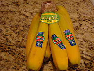 Bunch of organic bananas on countertop