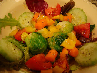 Mixed rainbow vegetable salad with greens