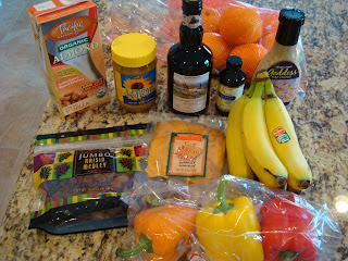 Various groceries on kitchen countertop