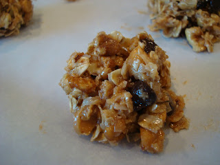 Close up of Maple Nut Chocolate Oat Clusters on baking sheet
