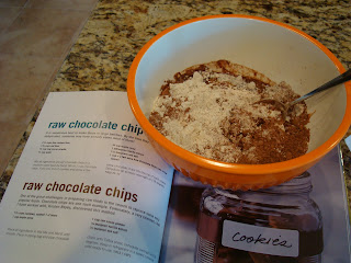 Raw Vegan Chocolate Chocolate-Chip Cookies mixture in bowl over cookbook