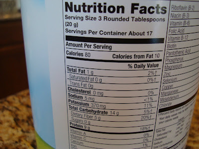 Nutrition Facts on Nutritional Yeast container