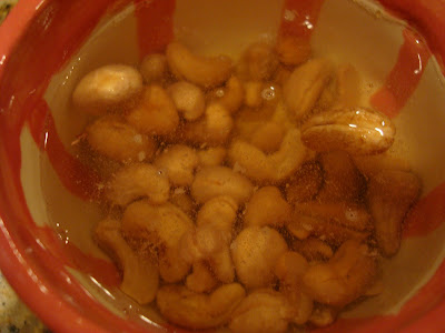 Cashews soaking in water