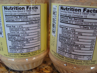 Nutritional Facts on back of Peanut Butter Powder Containers