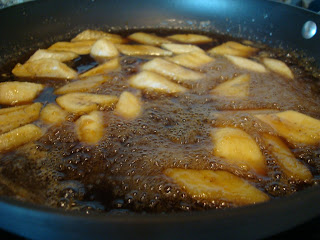 Bubbling Banana Foster Mixture in pan