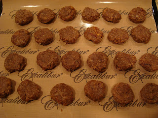 Formed cookies on lined tray