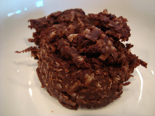 Raw Vegan Chocolate Coconut Snowball in white dish