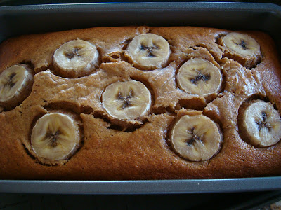 Peanut Butter Banana Bread in loaf pan
