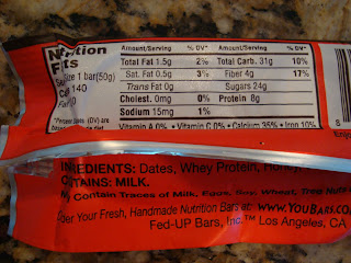 Nutritional facts on a you bar