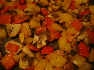Close up of softened vegetables in saute pan