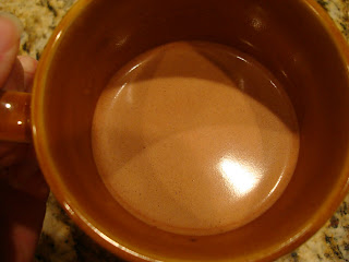 Overhead of Vegan Guiltless 5-Minute Vanilla Hot Cocoa in mug