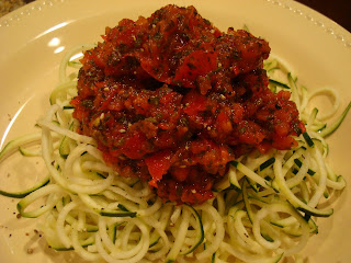 Red Marinara Sauce over Zucchini Noodles