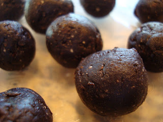 5-Minute 3-Ingredient Dark Chocolate Fudge Balls on sheet on countertop