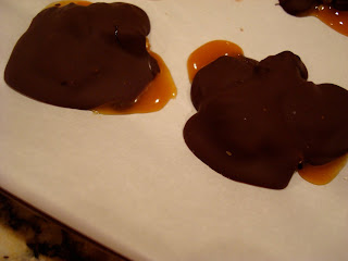 Two finished and refrigerated Raw Vegan Chocolate Turtles