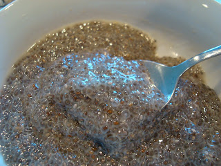Close up of Peppermint Chia Seed Pudding on spoon