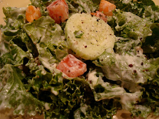 Up close of Kale Salad with Cesar-Inspired Dressing