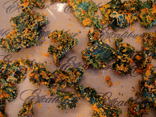 Close up of Kale Chips on tray