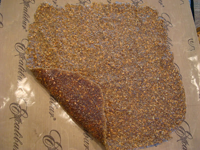 Side of dehydrated crackers flipped up