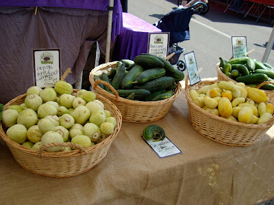 Table full of various cucumbers