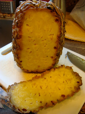 Pineapple sliced open