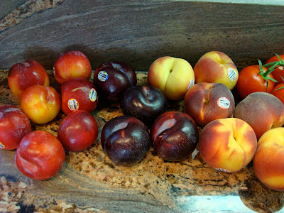 Various fruits on countertop