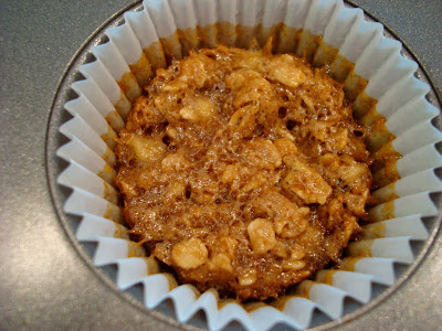 One Vegan GF Cinnamon Raisin Banana Oatmeal Muffin in liner in muffin tin