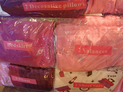 Multiple packages of bedding set decor