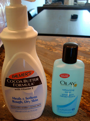 Cocoa Butter and Olay Toner bottles - 19