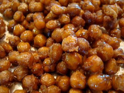 Close up of Carmelized Cinnamon Sugar Roasted Chickpea "Peanuts"