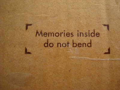 Box saying Memories inside do not bend