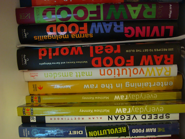 Close up of Vegan Books on shelf