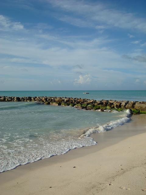 Beach in Aruba with rocks