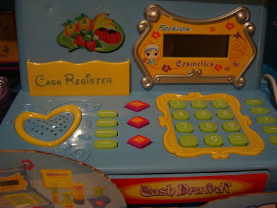 Close up of cash register toy