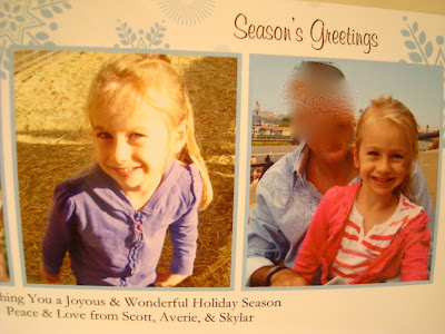 Close up of Christmas card with young girl in middle picture and young girl sitting on mans lap in another - 5