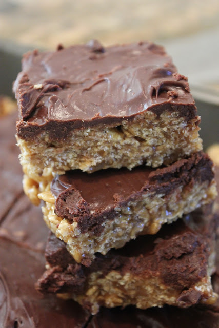 Special K Bars with Chocolate Frosting stacked