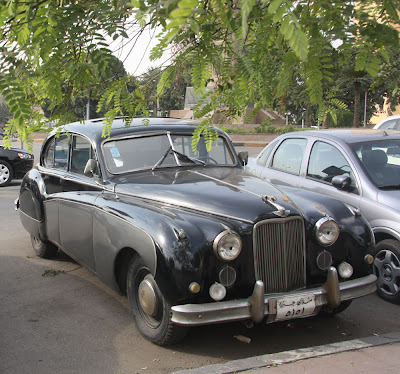 Nice old Jaguar parked outside the opera house in Zamalec