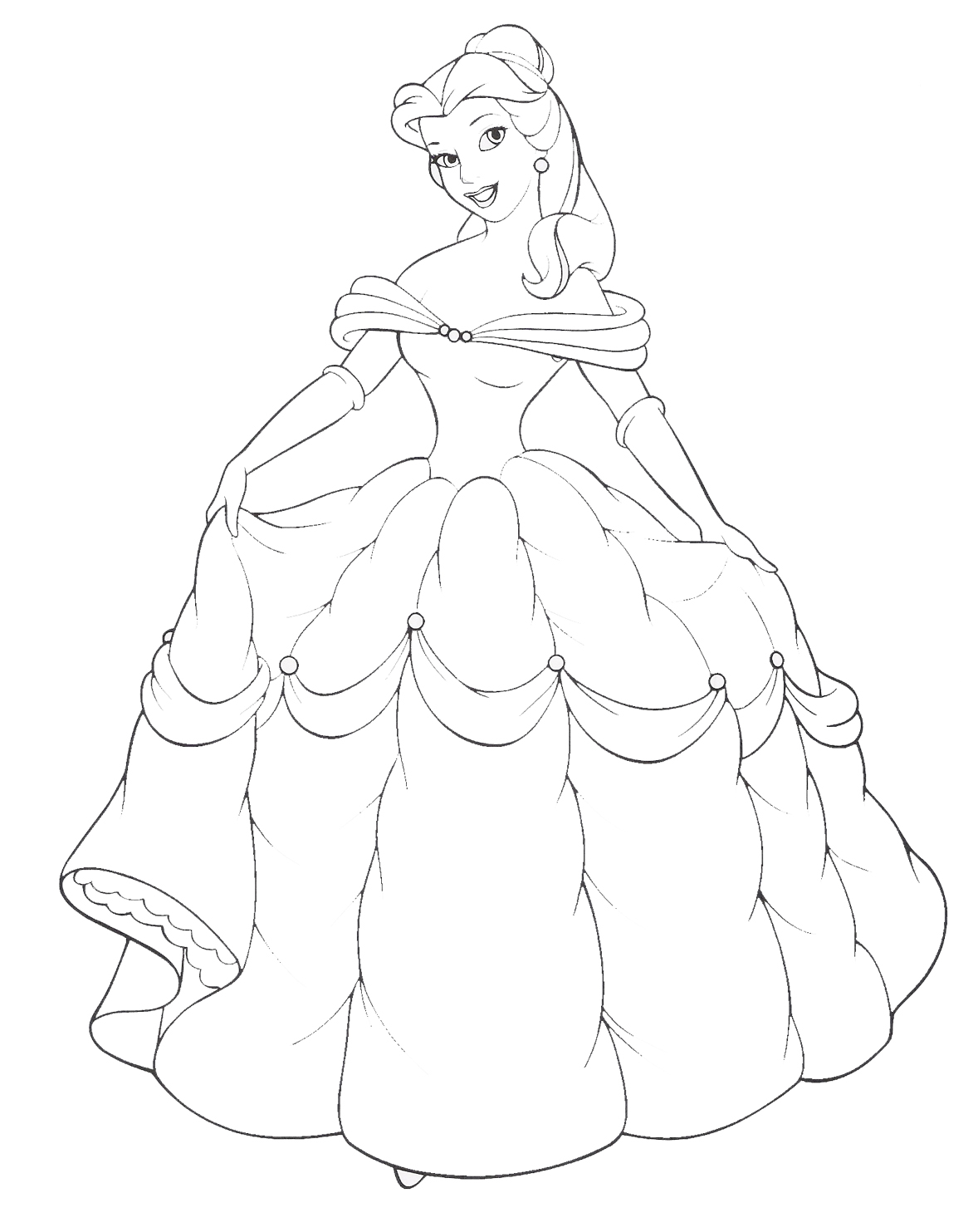 Disney Princess Belle and Her Gown Coloring Sheet kentscraft