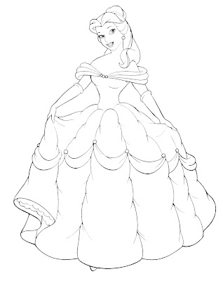 transmissionpress: Disney Princess Belle and Her Gown Coloring Sheet